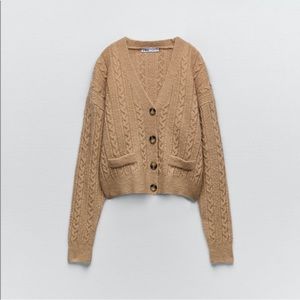 Zara cable knit jacket cardigan sweater